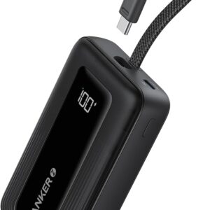 Anker Zolo Power Bank (2025 Upgraded Version), 20,000mAh 30W High-Speed Portable Charger with Built-in USB-C Cable, Battery Pack for iPhone 17/16 / 15 Series, Galaxy, and More