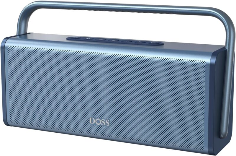 DOSS SoundBox XL Pro Bluetooth Speaker with 50W Powerful Stereo Sound, Extra Bass,16H Playtime, Integrated Metal Body, Aluminum Alloy Handle, Portable for Home, Office, Backyard
