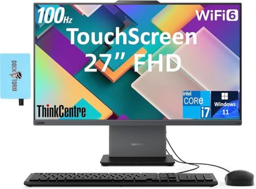 Lenovo ThinkCentre Neo 50a Gen 5 Business All-in-One 27" 100Hz Touchscreen FHD Display (Intel i7-13620H, 16GB DDR5, 512GB SSD, WiFi 6, Webcam, Win11P) w/DKZ USB Port Expander, Keyboard, & Mouse