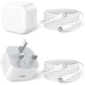 iPhone 17 Charger,40W USB C Fast Charger,USB C Plug with 2M Type C to C Cable,Super Fast Charging UK Wall Phone Power Adapter for iPhone 17 Pro/17 Pro Max/Air/16 15 Pro Max,iPad Pro/Air/Mini -2 Pack