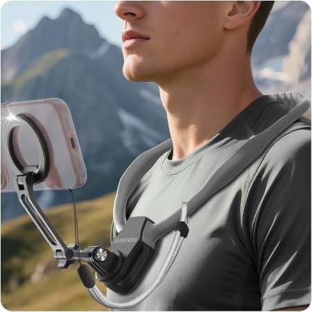 TELESIN Magnetic Neck Mount for Phones, Neck Phone Holder POV/Vlog Mount | Hand Free Phone Neck Holder Chest Stand Strap Video Recording for iPhone 17 16 15...