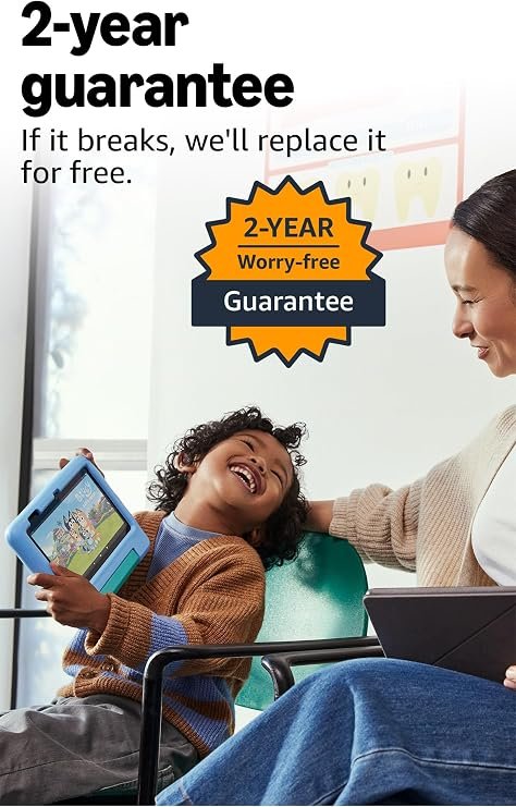 Amazon Fire 7 Kids tablet, ages 3-7 kids tablet. Includes ad-free and exclusive content, easy parental controls, 10-hr battery...