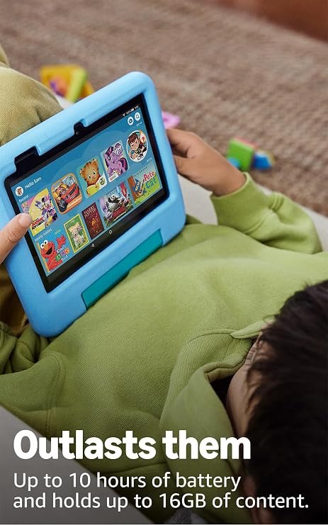 Amazon Fire 7 Kids tablet, ages 3-7 kids tablet. Includes ad-free and exclusive content, easy parental controls, 10-hr battery...