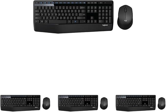 Logitech MK345 Wireless Keyboard and Mouse Combo | Palm Rest | 2.4 GHz | USB Receiver | Black