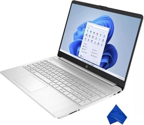 HP 15.6" FHD Laptop - Intel Core i3-N305, 8GB RAM, 256GB SSD, Windows 11, Newest Model (with Microfiber Cloth) - Natural Silver (15-fd0133wm)