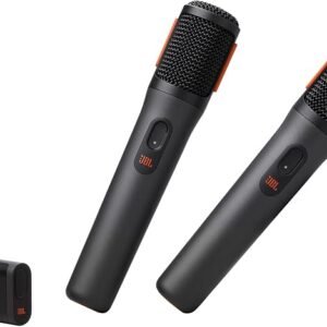 JBL Partybox wirelesss Mic JBL PartyBox Wireless Mic - 2X Digital Wireless Microphones, Rechargeable Battery (20hrs - 700mAh), Clear Voice, Crisp Sound, Stable 2.4GHz Connection, Compatible with All PartyBox Speakers (Black)