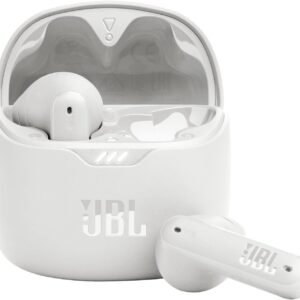 JBL Tune Flex - True Wireless Noise Cancelling Earbuds (White), Small JBL Pure Bass Sound, Active Noise Cancelling with Smart Ambient, 4 mics for perfect calls, Up to 32 hours of battery life