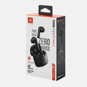 JBL Tune Flex - True Wireless Noise Cancelling Earbuds (White), Small JBL Pure Bass Sound, Active Noise Cancelling with Smart Ambient, 4 mics for perfect calls, Up to 32 hours of battery life