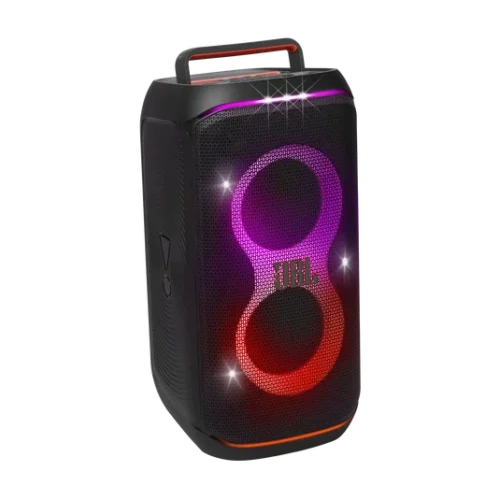 black 120 JBL PartyBox Club 120 fills the air with Powerful JBL Pro Sound while an adaptive lightshow syncs to your beat. A foldable handle makes the PartyBox Club 120 easy to take with you anywhere, delivering up to 12 hours of playtime and the splash-proof construction means it won't be troubled by a little rain