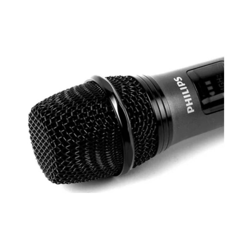 Philips DLM3401TP/00 Dual Wireless Microphone System, 2.4GHz Dynamic Mics, 30m Range, Rechargeable Receiver, 4-Level Vocal Gain, 6.3mm + 3.5mm Adapter, Karaoke & Singing