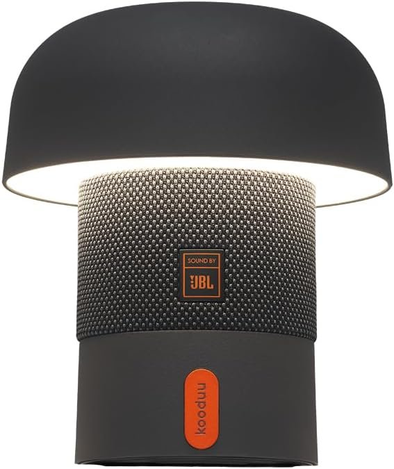 Kooduu Sensa Play Mini Bluetooth Speaker Light with Cordless, Rechargeable Speaker & Light with Touch Control for Indoor/Outdoor Use, Black