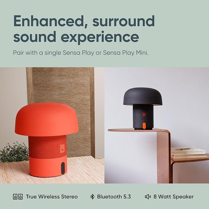 Kooduu Sensa Play Mini Bluetooth Speaker Light with Cordless, Rechargeable Speaker & Light with Touch Control for Indoor/Outdoor Use, Black
