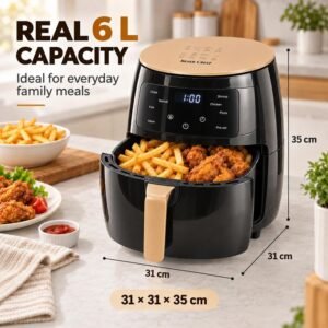 SILVER CREST SILVER CREST Air Fryer LM-S-18 6L 2400W – Touchscreen LED Display, Time & Temperature Control, Removable Basket – Black